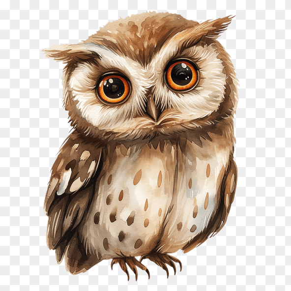 Cute Watercolor Owl Clipart