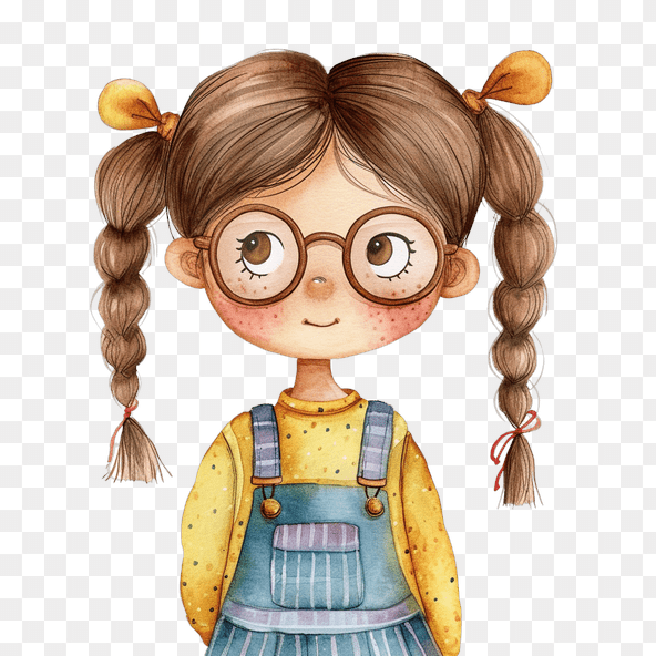 Cute Girl With Glasses Clipart