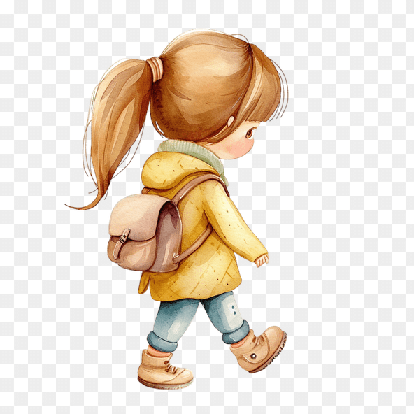 cute walking girl clipart