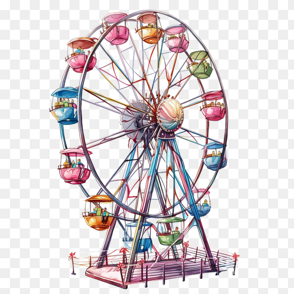 Colorful Ferris Wheel Illustration Clipart