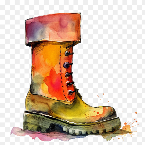 Watercolor Painting of a Brown Boot
