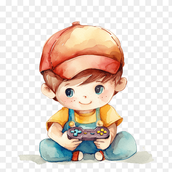 sitting gamer boy clipart
