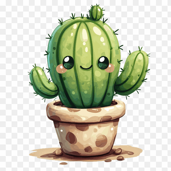 Cute Cartoon Cactus Plant Clipart