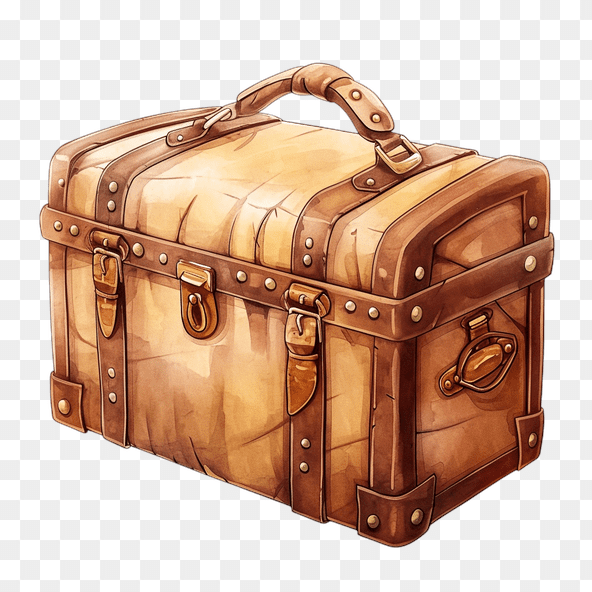 Vintage Leather Travel Trunk Clipart