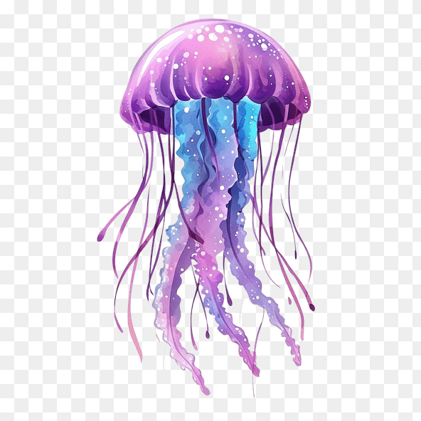 Purple Watercolor Jellyfish Clipart
