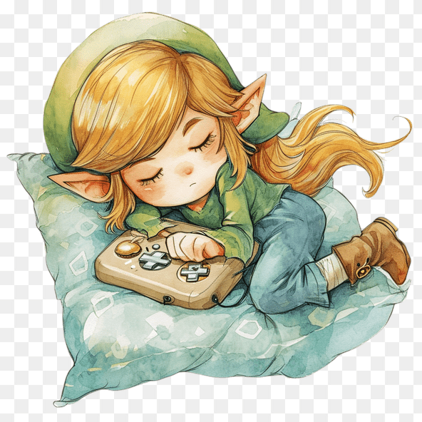 Elf Girl Gaming Sleep Clipart