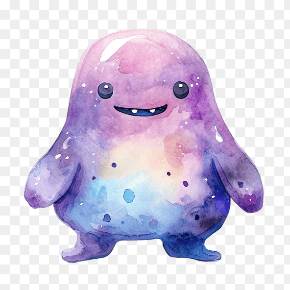 Cute Watercolor Galaxy Monster Clipart