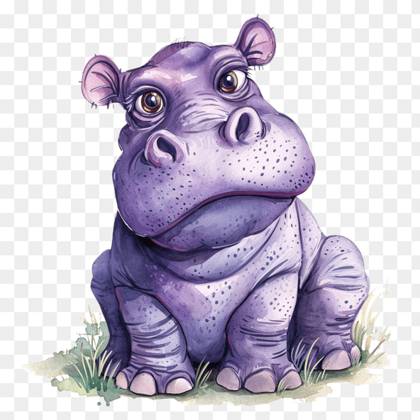 Cute Purple Hippopotamus Clipart