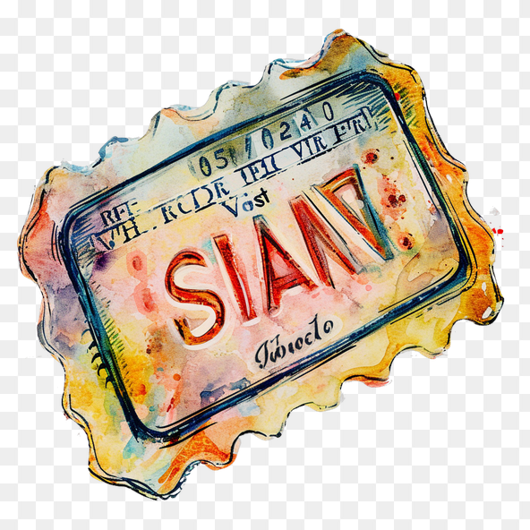 Vintage Watercolor Ticket Siam Design