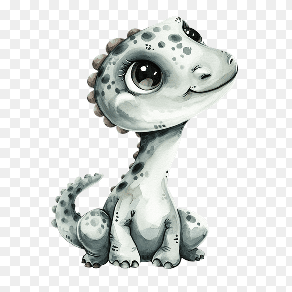Cute Baby Dino Watercolor Clipart