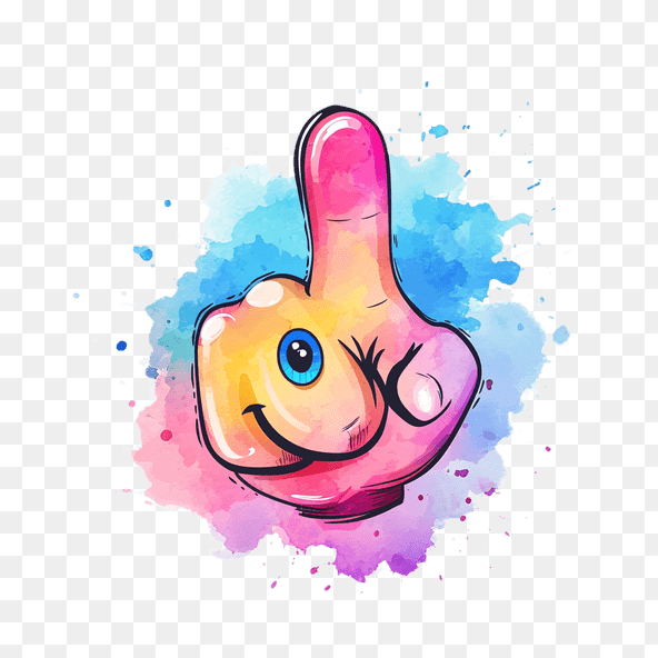 Winking Hand Watercolor Clipart