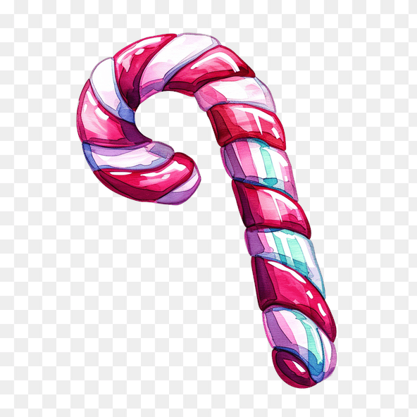 Watercolor Candy Cane Christmas Clipart