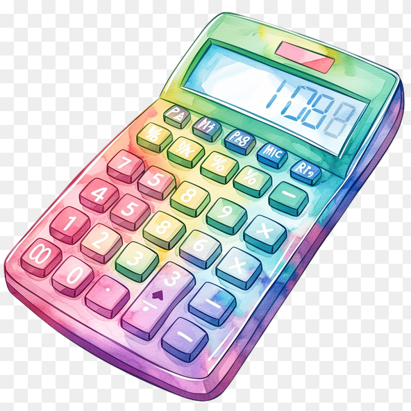 Rainbow Watercolor Calculator Clipart