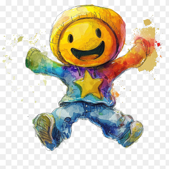 Happy Smiley Face Jumping Clipart