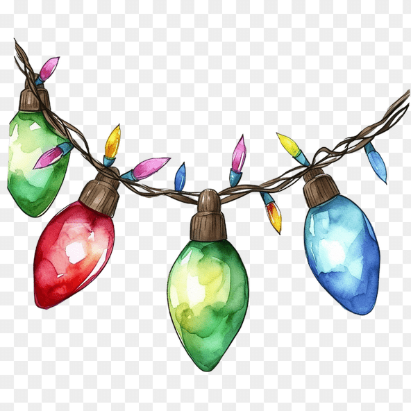 watercolor christmas light clipart