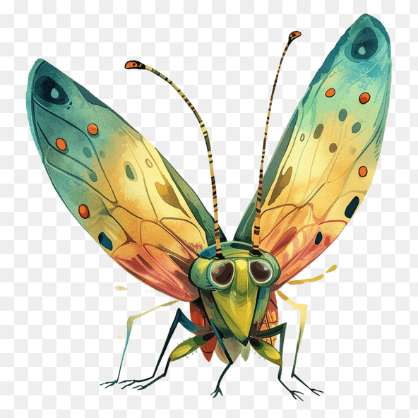 watercolor painting bug clipart