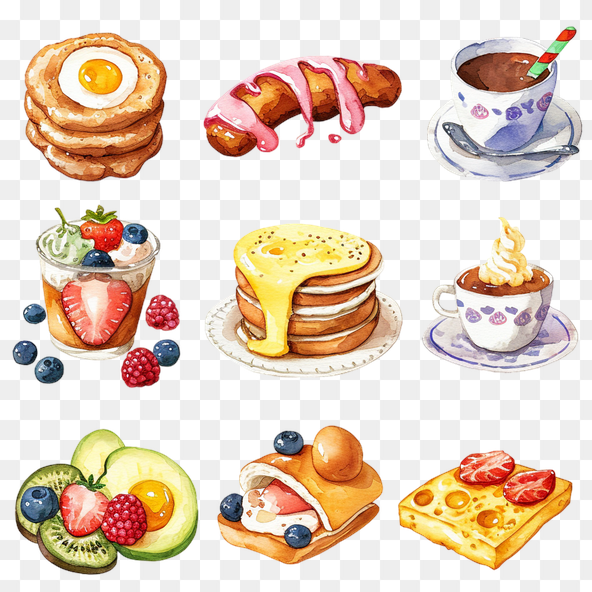 breakfast food watercolor clipart