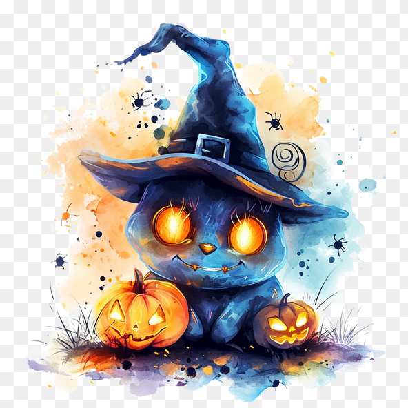 Cute Halloween Cat Witch Clipart