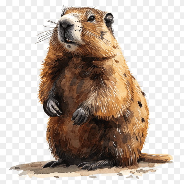 Cute Watercolor Marmot Clipart
