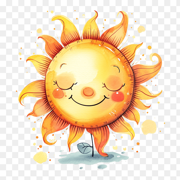 Cute Watercolor Sun Clipart