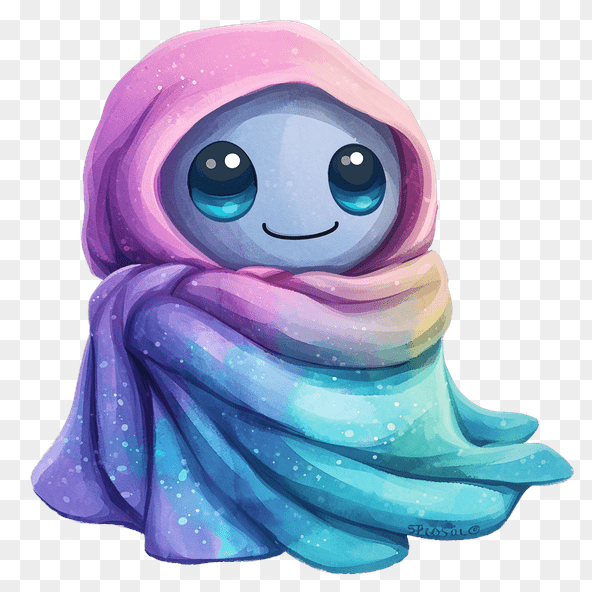 Cute Cartoon Character Wrapped in a Galaxy Blanket Clipart