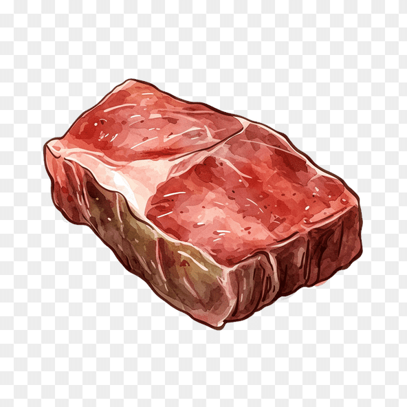 Raw Beef Steak Watercolor Clipart