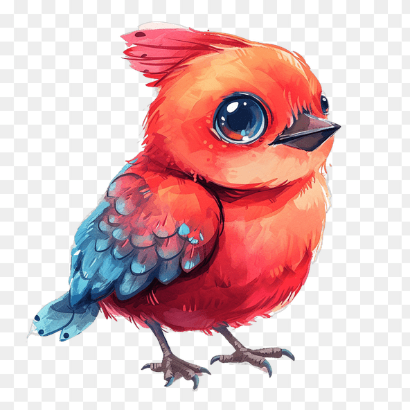 Cute Red Bird Cartoon Clipart