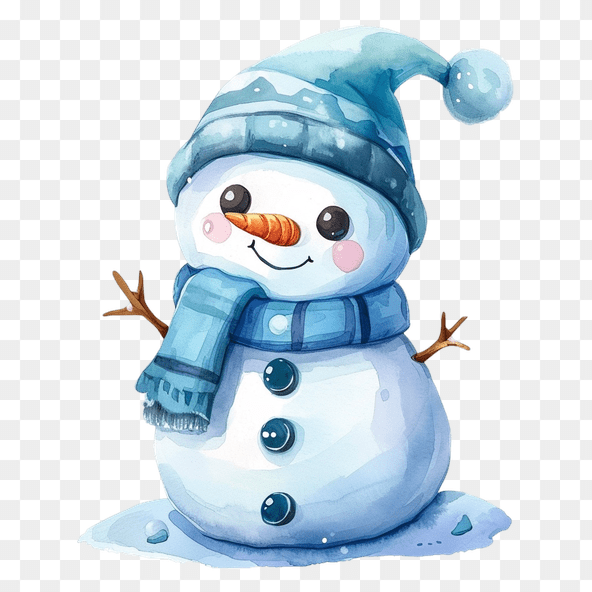 Cute Blue Hat Snowman Clipart