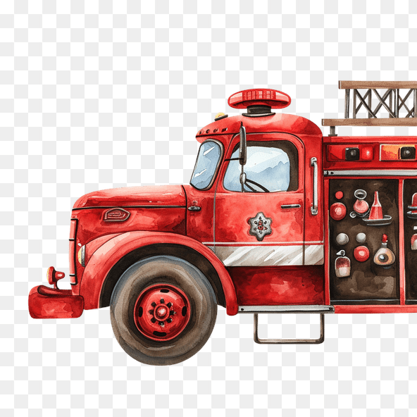 Vintage Red Fire Truck Clipart