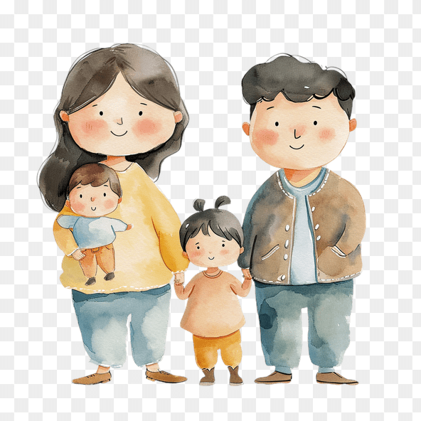 Happy Family Watercolor Clipart