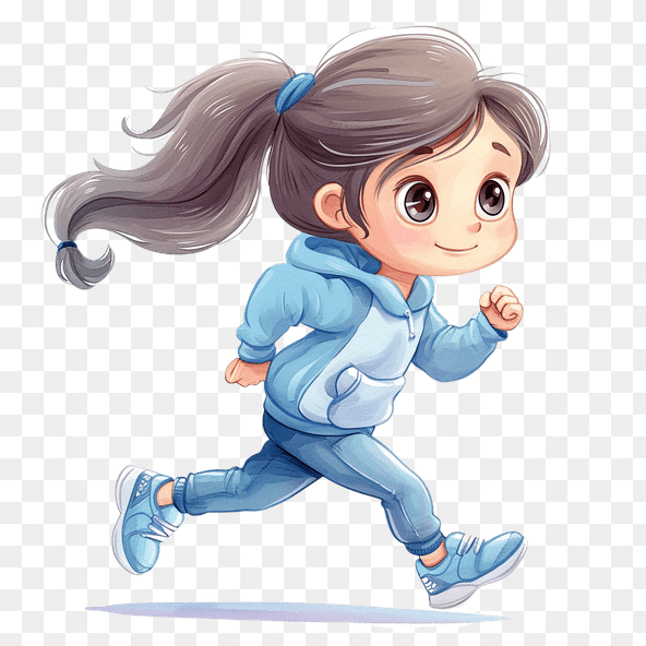 Cute Girl Running Clipart