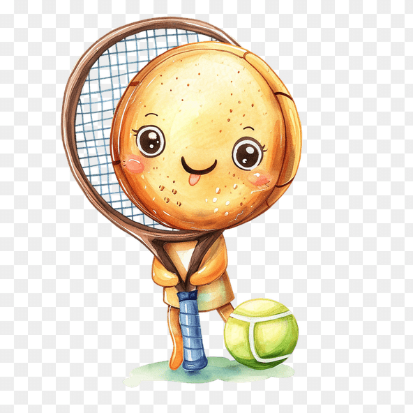 Cute Tennis Ball Character Clipart
