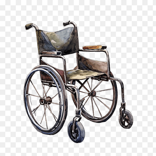 Vintage Watercolor Wheelchair Clipart