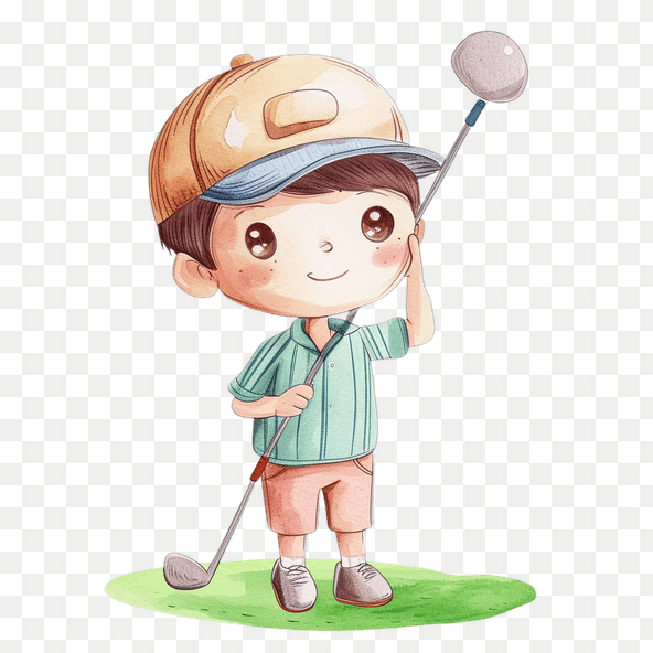 Cute Cartoon Boy Golfer Clipart