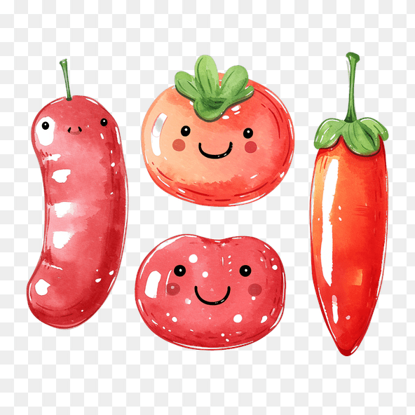 Cute Watercolor Red Food Clipart