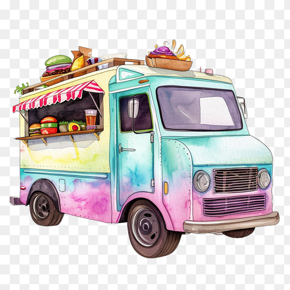 Watercolor Food Truck Clipart