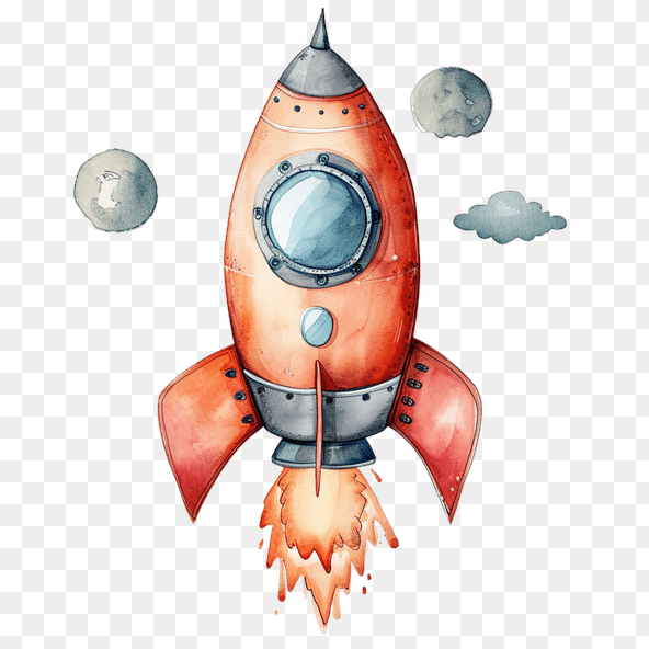 rocket ship watercolor clipart