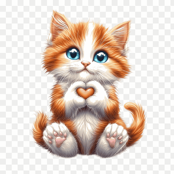 Cute Kitten Holding Heart Clipart