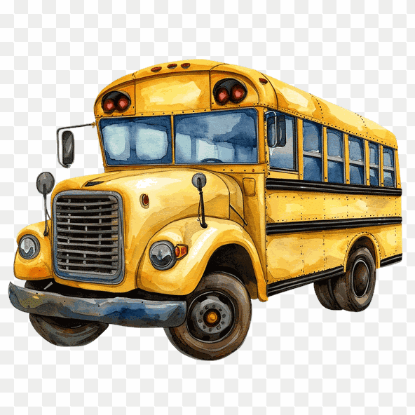 Vintage Watercolor School Bus Clipart