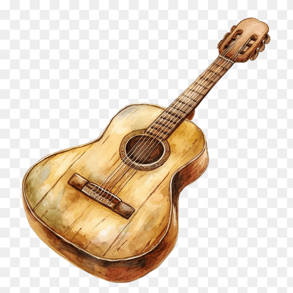 Acoustic Guitar Watercolor Clipart