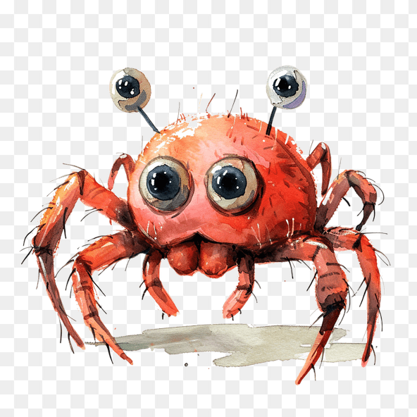 Cute Red Crab Watercolor Clipart
