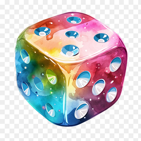 Artistic watercolor dice clipart