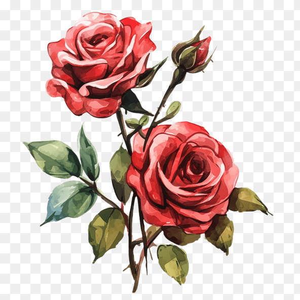 Watercolor Red Roses Clipart