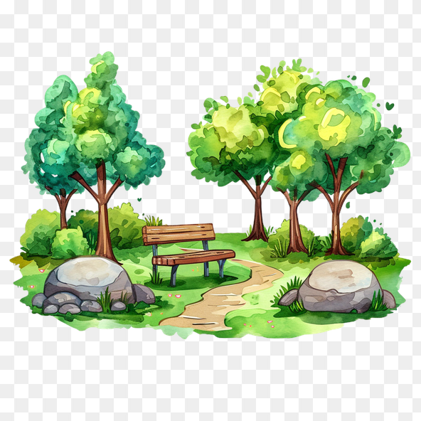watercolor park bench clipart