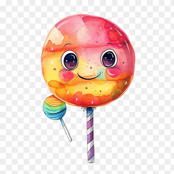 Cute Watercolor Lollipop Clipart