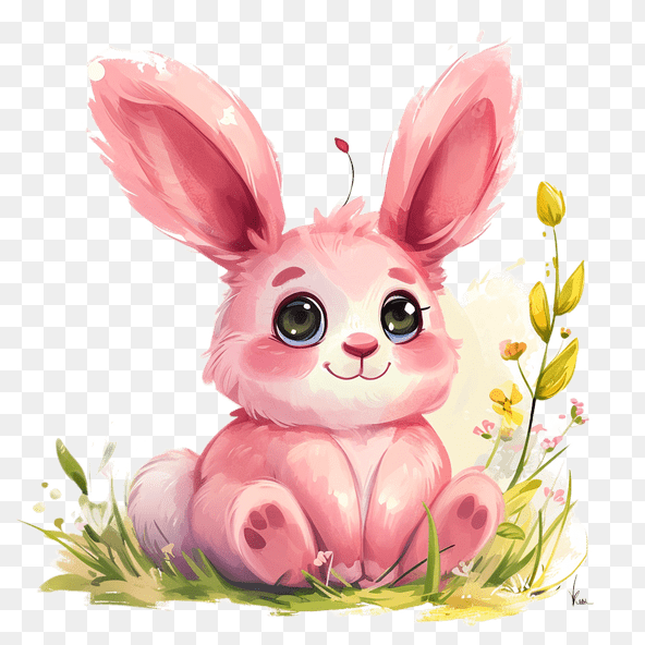 april pink bunny clipart
