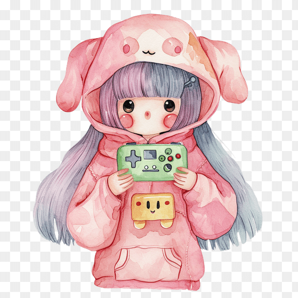 Pink Gamer Girl Clipart