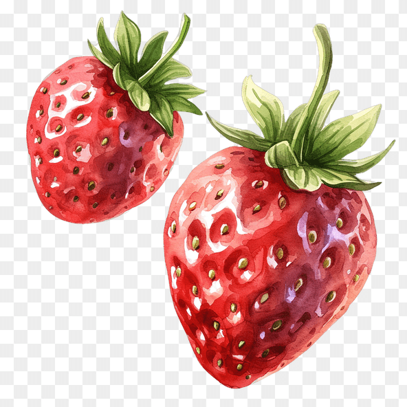 Watercolor Red Strawberry Clipart