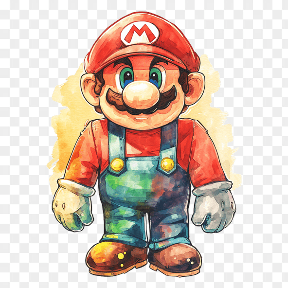 super mario standing aquarela clipart