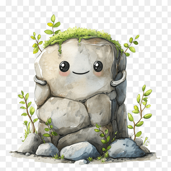 kawaii rock clipart